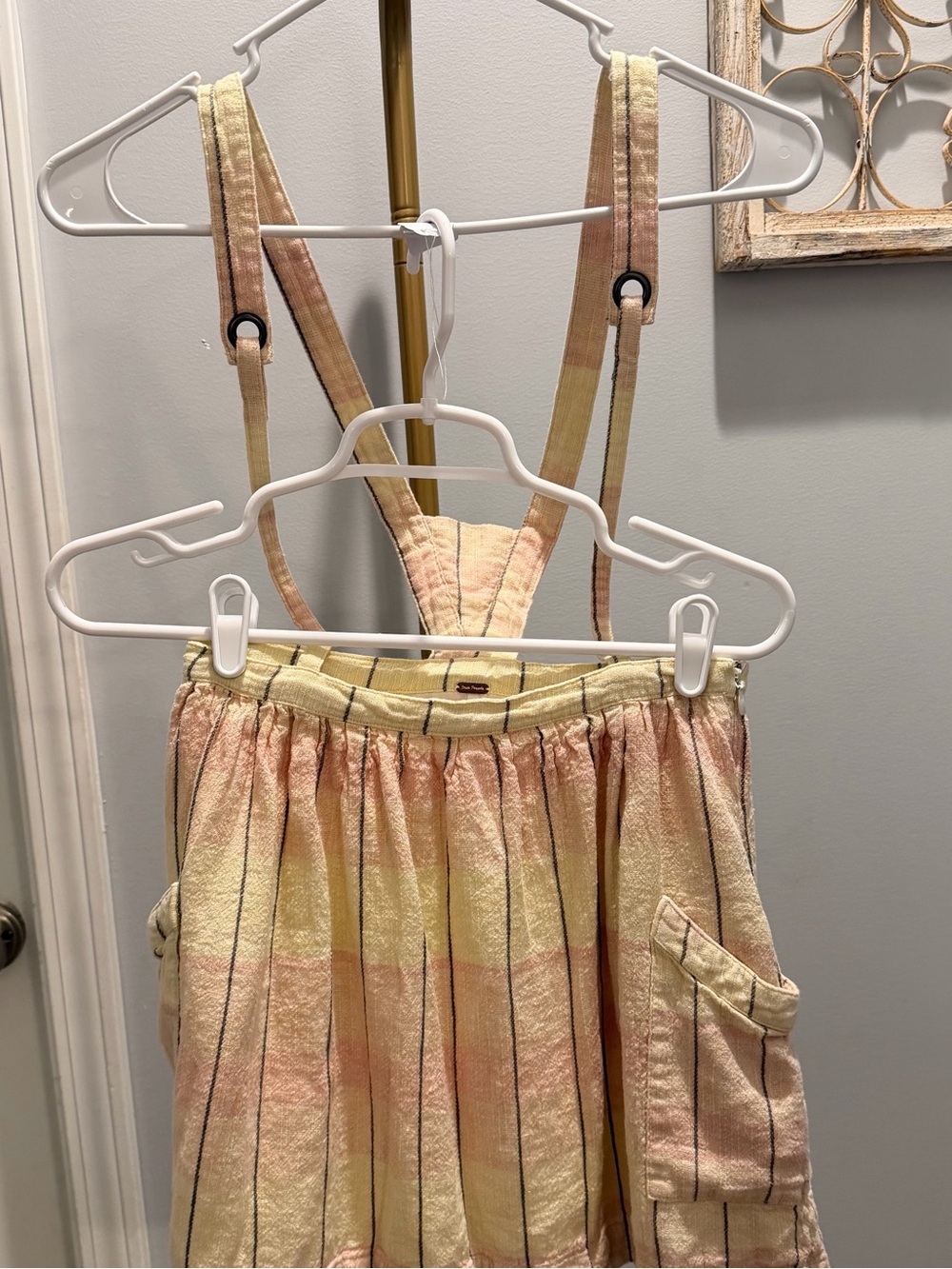 Vintage Free People Yellow Plaid Skirt Jumper